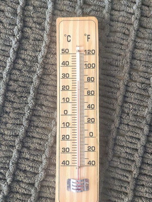 Pine wood thermometer, wall-mounted, 22 x 5.5 cm