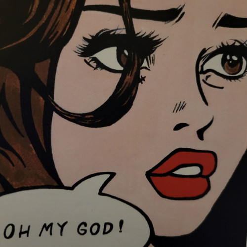 Handmade pop art girl sticker "Oh my God!" new