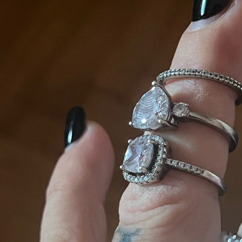 Silver 925 rings with zircon stones like new, set of 3
