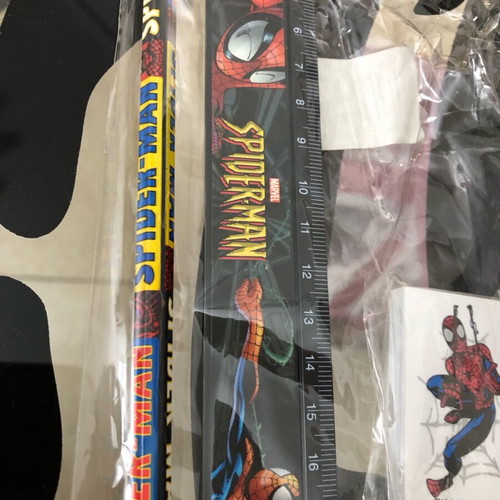 Spider-Man school set with 5 pencils, ruler, eraser, sharpener new Marvel Comics