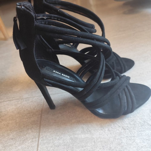 Zara basic black high heel sandals size 37