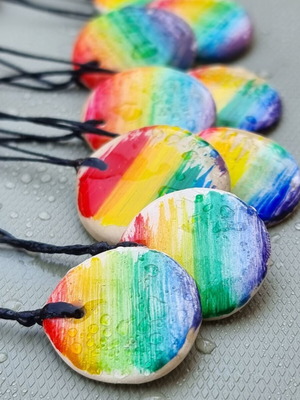 LGBTQ+ Handmade Rainbow Flag Pendant Necklace on Cord