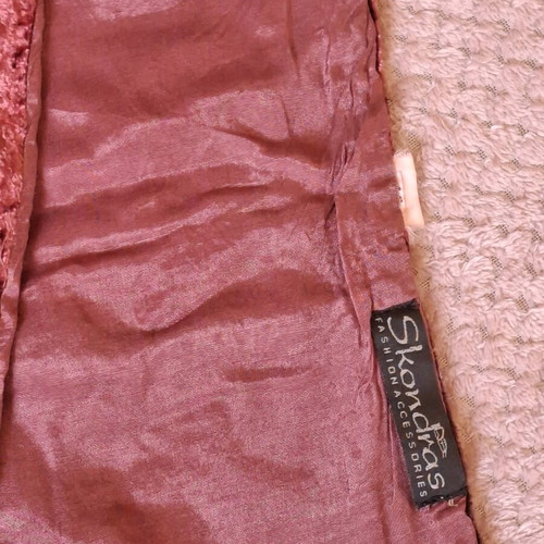 Skondras women's scarf used, burgundy velvet with flowers