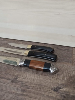 Russian knives new, set with Volk hunting knife and steel knives