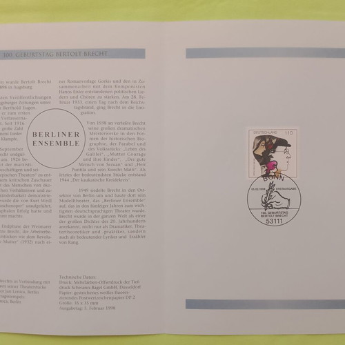 Germany 1998 stamp with Bonn first day cover cancellation