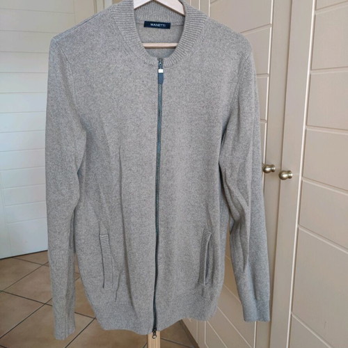 Manetti men's cardigan like new, knitted with zipper, beige XL