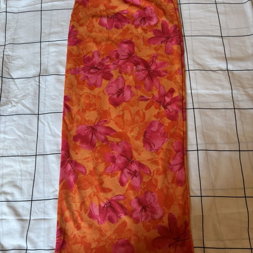 Shein orange mesh maxi skirt size M