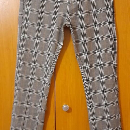 Icono Checked High-Waist Pants Grey New XS
