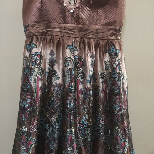 Pinko Satin Dress Large With Paisley And Stones Like New