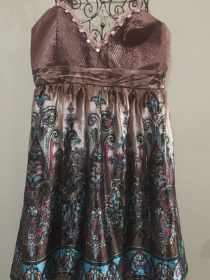 Pinko Satin Dress Large With Paisley And Stones Like New
