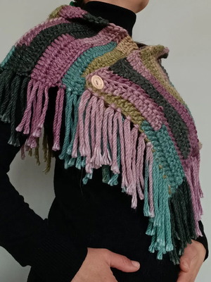 Handmade knitted scarf with button new