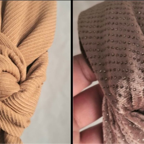 Elegant set of 2 velvet hairbands in nude and dusty rose