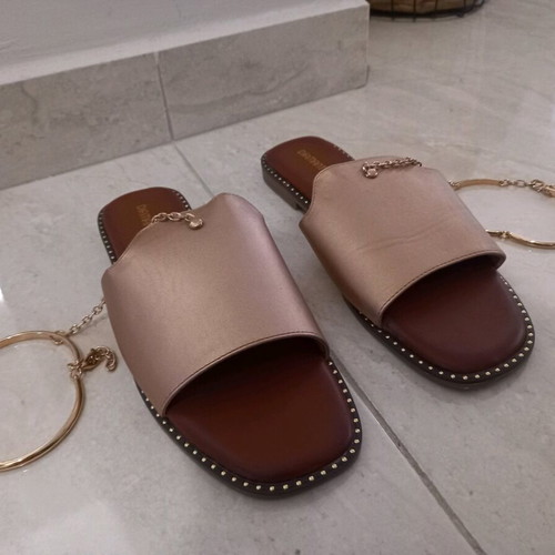 Flat sandals with bracelet tie new, brown and gold