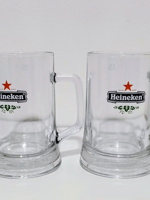 Heineken vintage ποτήρια μπύρας σετ 2 σαν καινούργιο, 0.5L βαρύ γυαλί