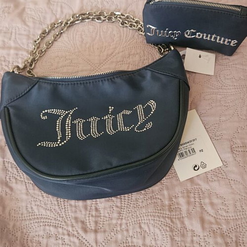 Juicy Couture shoulder bag with matching wallet, petrol color