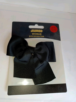 Hair clip barrette with black crepe bow 8cm new