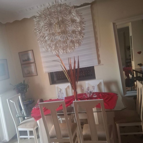 Dining set with glass top and chairs