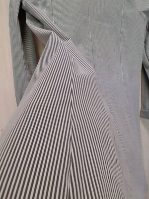 Medium striped jacket like new, white and gray