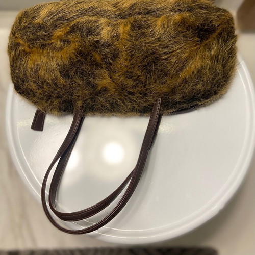 Zara fur shoulder bag like new brown