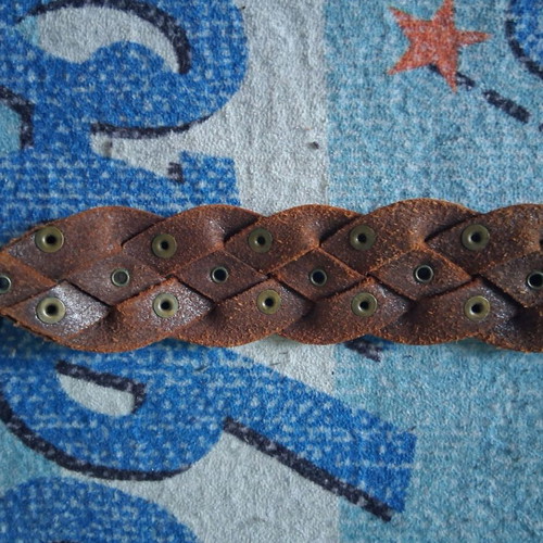 BSB leather belt used, brown with studs