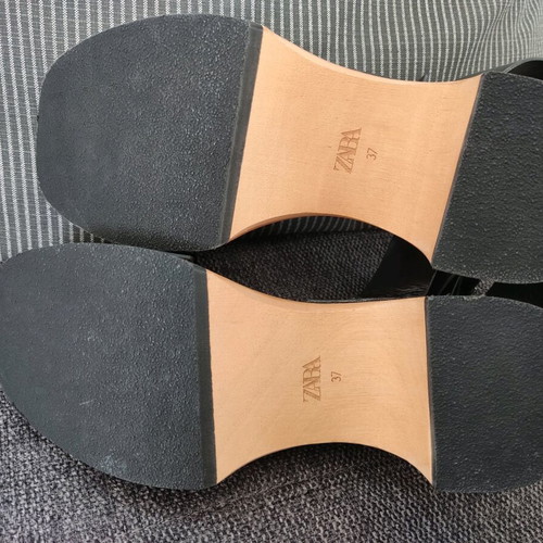 Zara leather wooden platform sandals new size 37 black and brown
