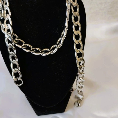 Stainless Steel Chain Necklace 55cm*9mm new silver unisex