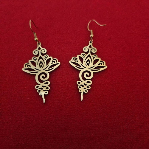 Lotus Bohemian earrings new, gold-colored