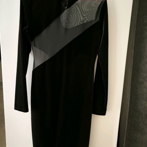 Black dress with SheX mesh panels new, long-sleeve, elastic