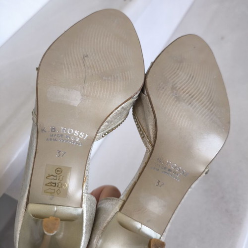 Rossi high heels with genuine Swarovski stones, new, gold and silver