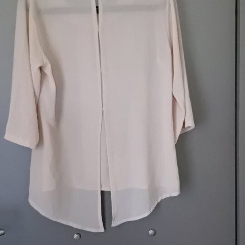 Blouse beige, like new, semi-transparent with open back