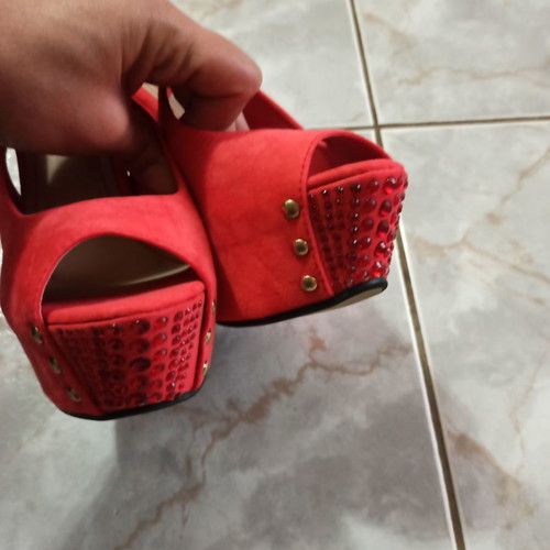 Coral platforms new, size 37, 15cm height with strass and studs