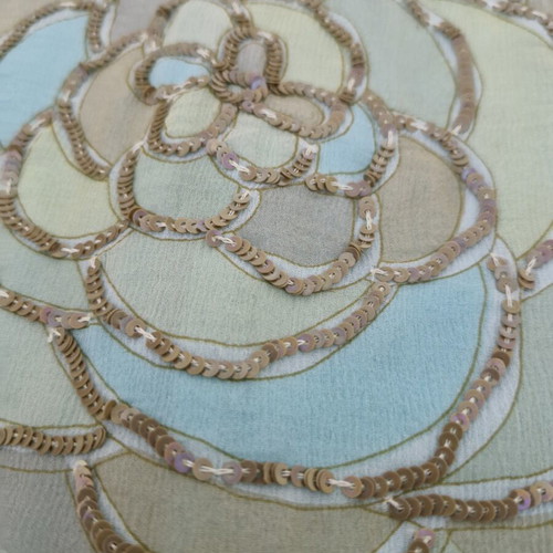 Zara silk skirt like new with embroidered sequins, beige and turquoise