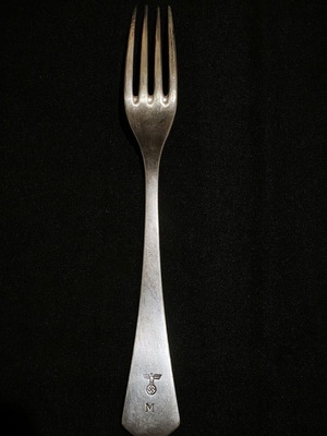 Collectible World War II Fork used, Reichsadler emblem, silver-plated