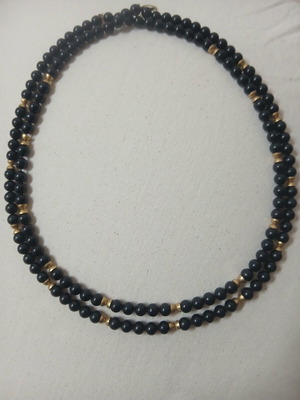 Vintage long necklace, 124cm, black and gold