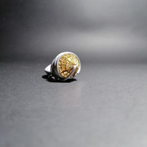 Ring No. 52.5 like new, silver and yellow