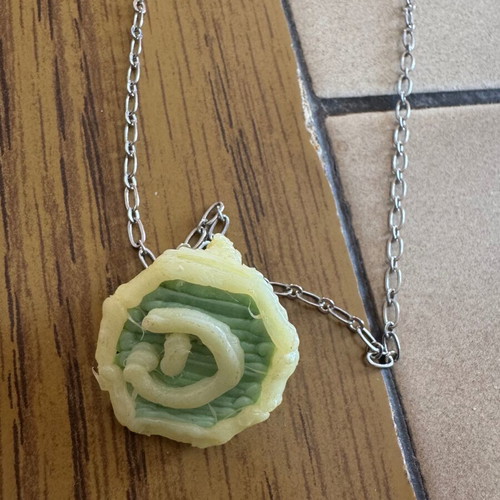 Necklace with 3D letter D pendant like new, green and silver