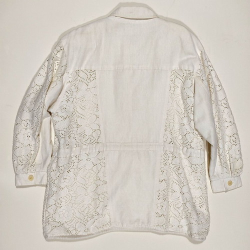 Linen parka white XL used with cotton lace and lining