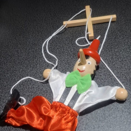 Wooden Pinocchio Marionette decorative handmade, new