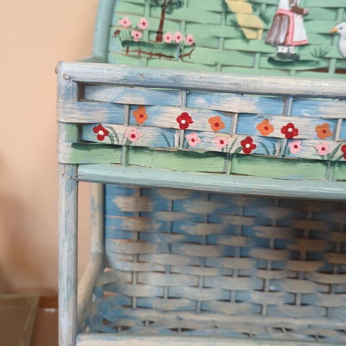 Vintage woven two-level shelf handmade like new