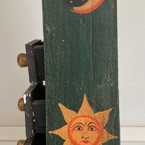 Wooden Pyramid Chest of Drawers used with Hand-Painted Sun Moon Stars