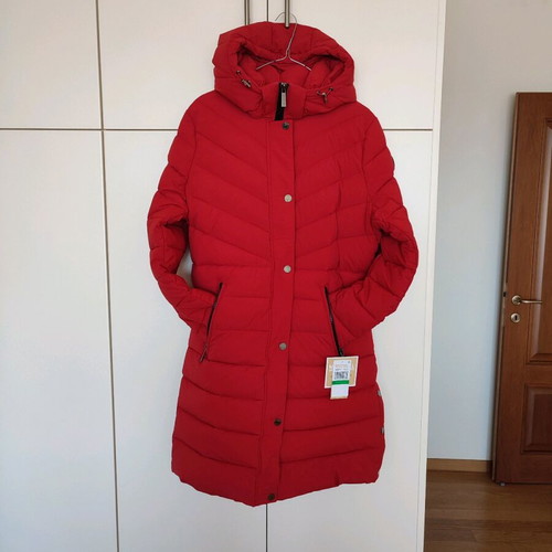 Michael Kors long red puffer jacket size L brand new