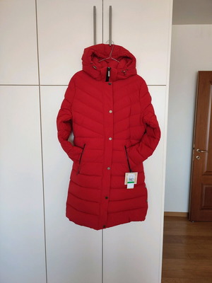 Michael Kors long red puffer jacket size L brand new