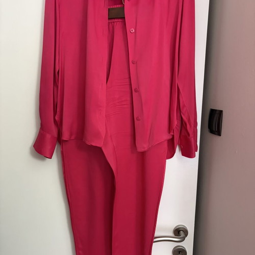 Satin set Zara like new, pink, trousers medium, shirt small