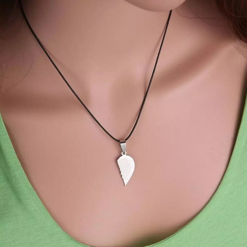 Steel necklace set of 2 heart couple new