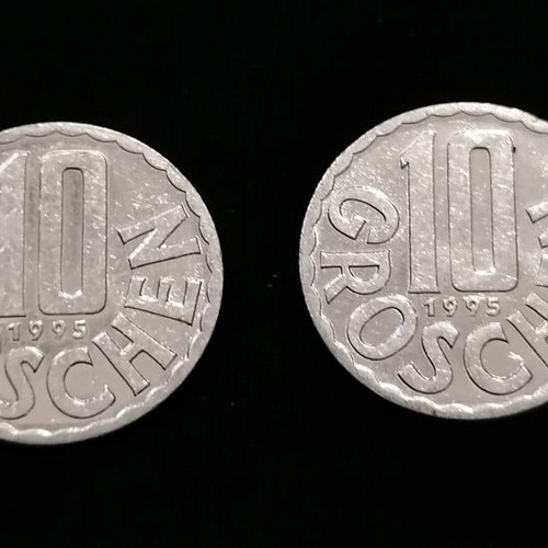 Austria 10 Groschen 1991, 1995 used, 3 coins