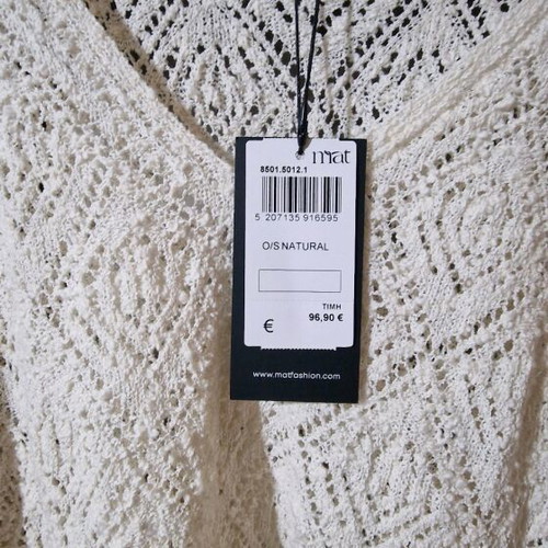Knitted poncho Mat Fashion new, ecru, one size