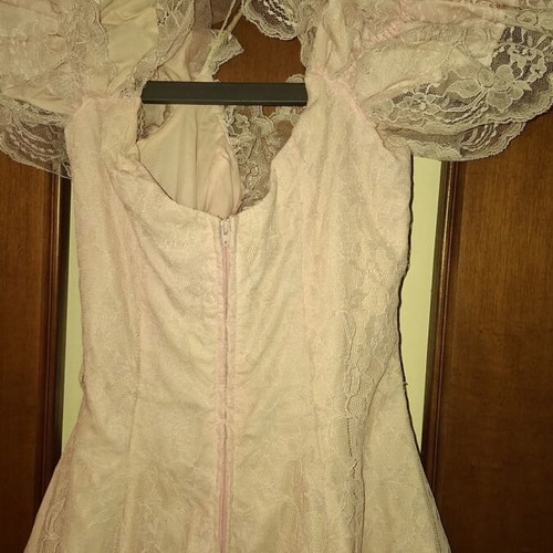 Vintage Dress Karen Okada for Climax 80s muted pink lace like new