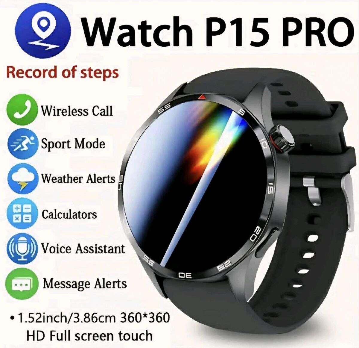 Watch P15 PRO new with 1.52-inch HD… - € 21,90 - Vendora.cy