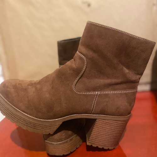 Bershka women's ankle boots used, suede look, size 40, brown