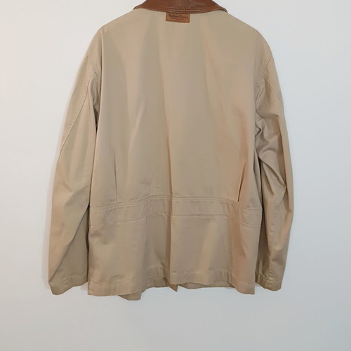 Marlboro Classics men's cotton jacket XL beige with leather collar, like new